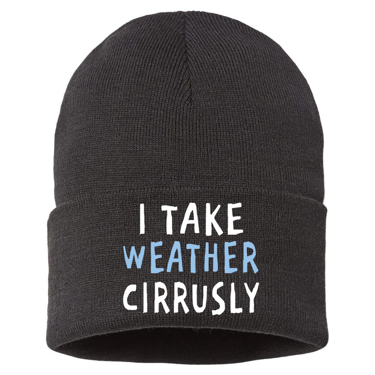 I Take Weather Cirrusly - Funny Meteorology Sustainable Knit Beanie