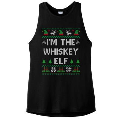 IM The Whiskey Elf Funny Whisky Lover Ugly Christmas Pajama Gift Ladies PosiCharge Tri-Blend Wicking Tank