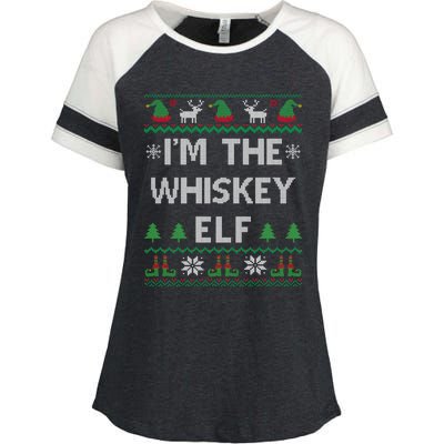 IM The Whiskey Elf Funny Whisky Lover Ugly Christmas Pajama Gift Enza Ladies Jersey Colorblock Tee