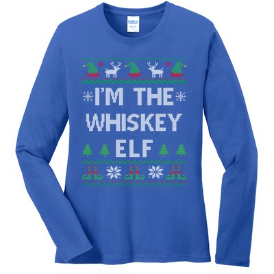 IM The Whiskey Elf Funny Whisky Lover Ugly Christmas Pajama Gift Ladies Long Sleeve Shirt