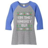 IM The Whiskey Elf Funny Whisky Lover Ugly Christmas Pajama Gift Women's Tri-Blend 3/4-Sleeve Raglan Shirt