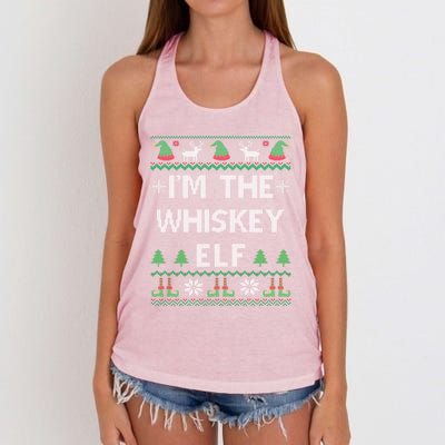 IM The Whiskey Elf Funny Whisky Lover Ugly Christmas Pajama Gift Women's Knotted Racerback Tank