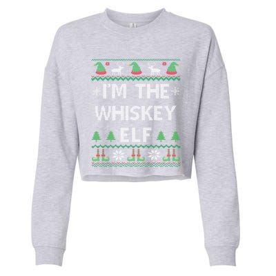 IM The Whiskey Elf Funny Whisky Lover Ugly Christmas Pajama Gift Cropped Pullover Crew