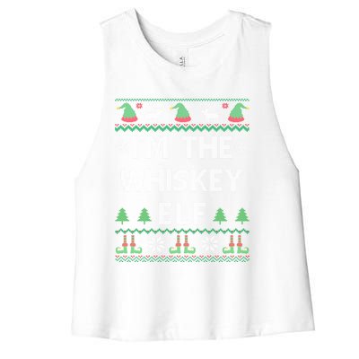 IM The Whiskey Elf Funny Whisky Lover Ugly Christmas Pajama Gift Women's Racerback Cropped Tank