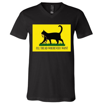 ILl Tread Wherever I Want Childless Cat Lady For Kamala V-Neck T-Shirt