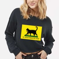 ILl Tread Wherever I Want Childless Cat Lady For Kamala Cropped Pullover Crew