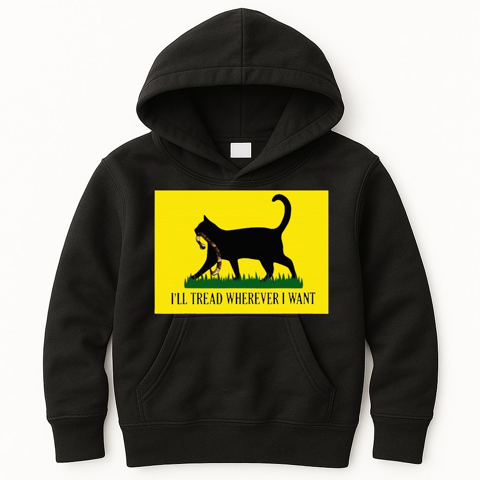ILl Tread Wherever I Want Childless Cat Lady For Kamala Kids Hoodie