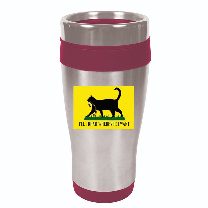 ILl Tread Wherever I Want Childless Cat Lady For Kamala 16oz Travel Tumbler