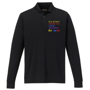 In The World Where You Can Be Anything Be Kind Sign Language Cool Gift Performance Long Sleeve Polo