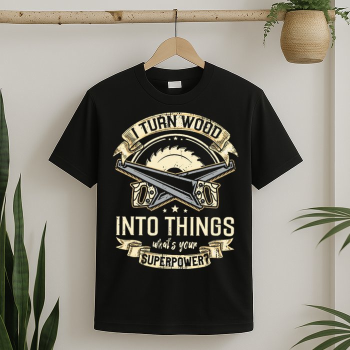I Turn wood into things what's your superpower carpenter T-Shirt