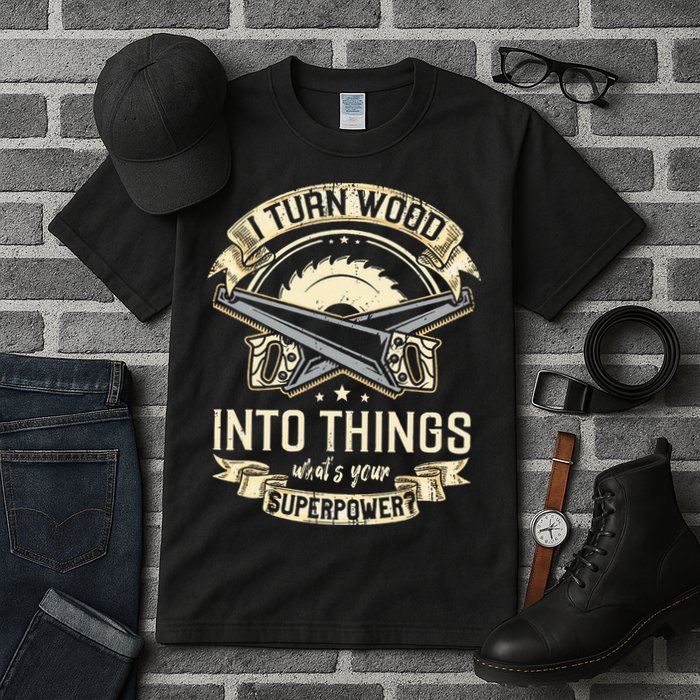 I Turn wood into things what's your superpower carpenter Tall T-Shirt
