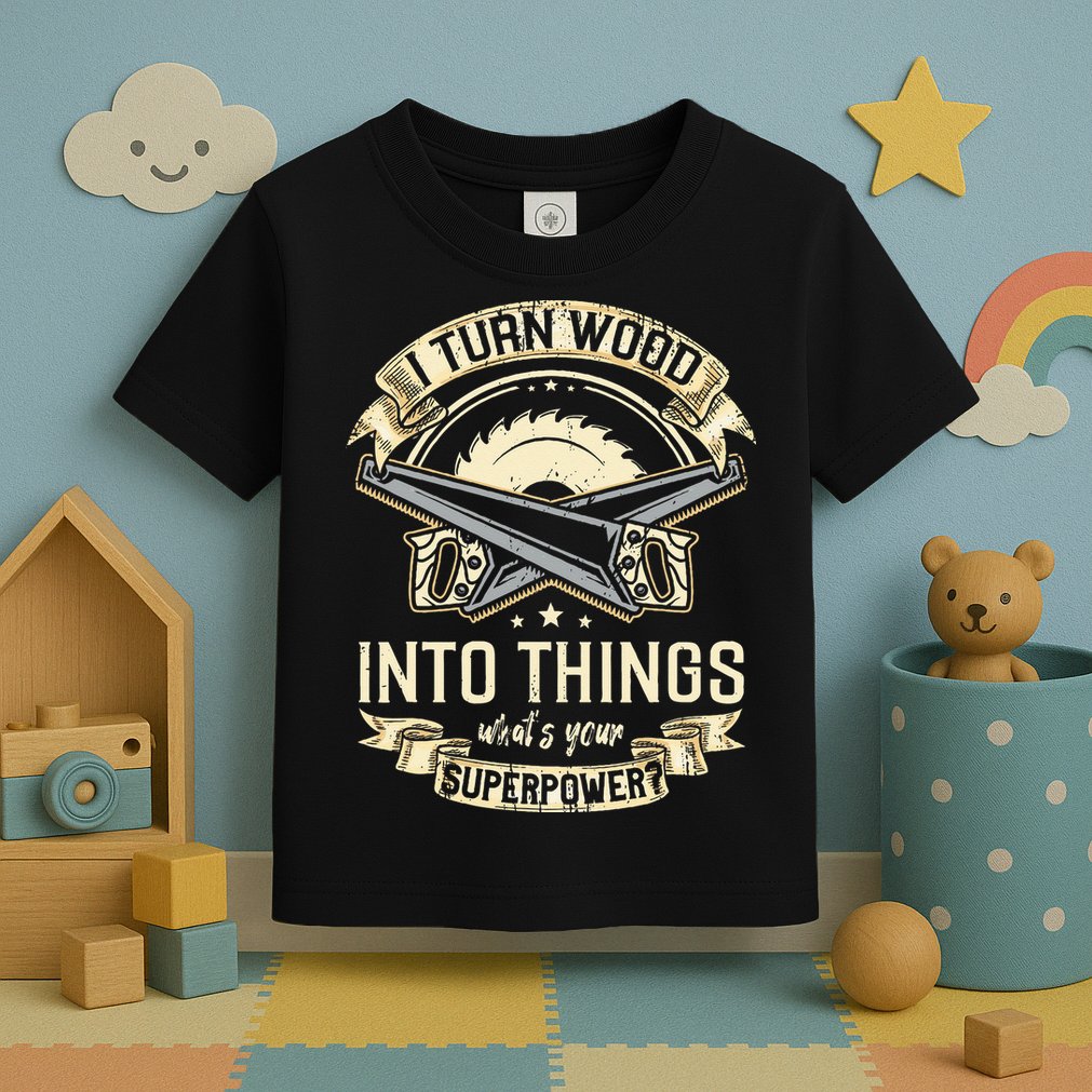 I Turn wood into things what's your superpower carpenter Toddler T-Shirt