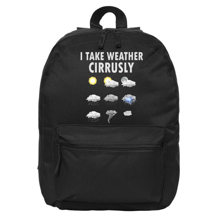 I Take Weather Cirrusly Meteorology Meteorologist 16 in Basic Backpack