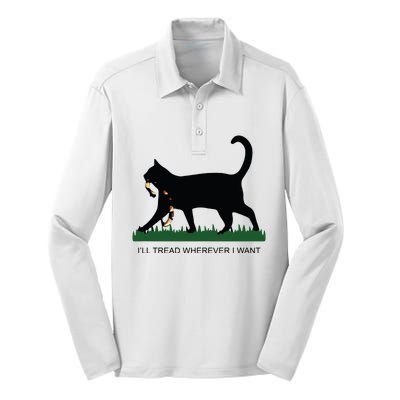 Ill Tread Wherever I Want Childless Cat Lady For Kamala Silk Touch Performance Long Sleeve Polo