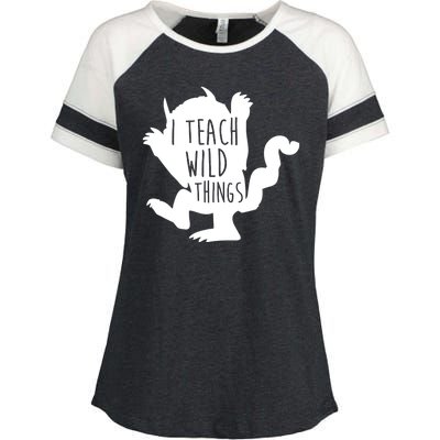 I Teach Wild Things Enza Ladies Jersey Colorblock Tee