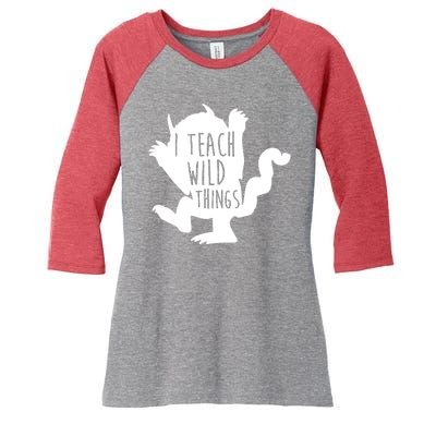 I Teach Wild Things Women's Tri-Blend 3/4-Sleeve Raglan Shirt