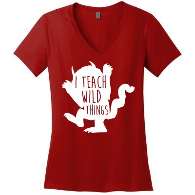 I Teach Wild Things Women's V-Neck T-Shirt