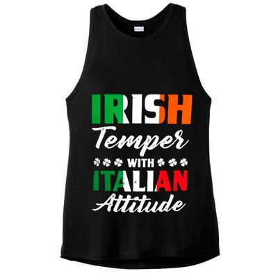 Irish Temper With Italian Attitude St Patrick Ladies PosiCharge Tri-Blend Wicking Tank