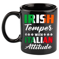 Irish Temper With Italian Attitude St Patrick 11oz C Handle Ceramic Mug