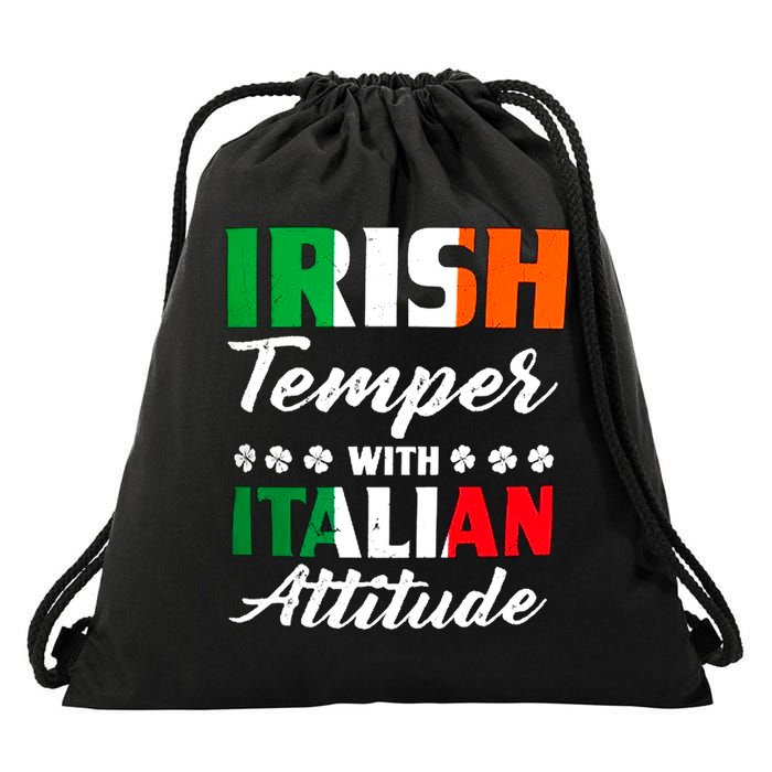 Irish Temper With Italian Attitude St Patrick Drawstring Bag