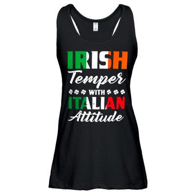 Irish Temper With Italian Attitude St Patrick Ladies Essential Flowy Tank