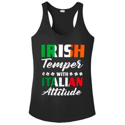 Irish Temper With Italian Attitude St Patrick Ladies PosiCharge Competitor Racerback Tank