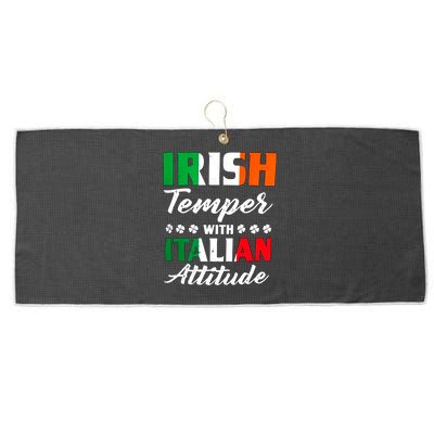 Irish Temper With Italian Attitude St Patrick Large Microfiber Waffle Golf Towel