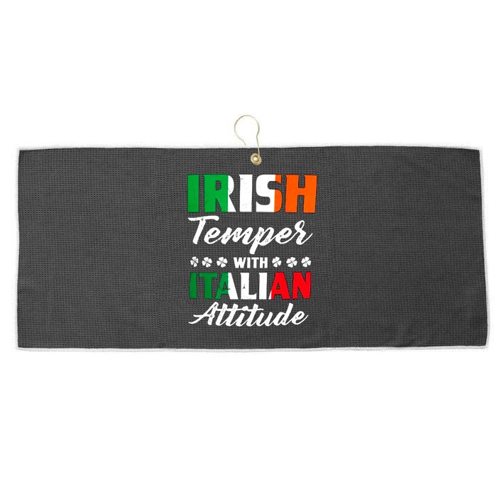 Irish Temper With Italian Attitude St Patrick Large Microfiber Waffle Golf Towel
