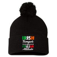 Irish Temper With Italian Attitude St Patrick Pom Pom 12in Knit Beanie