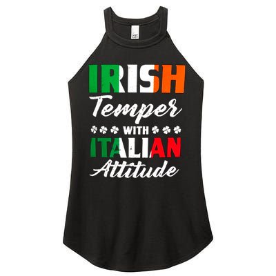 Irish Temper With Italian Attitude St Patrick Women's Perfect Tri Rocker Tank