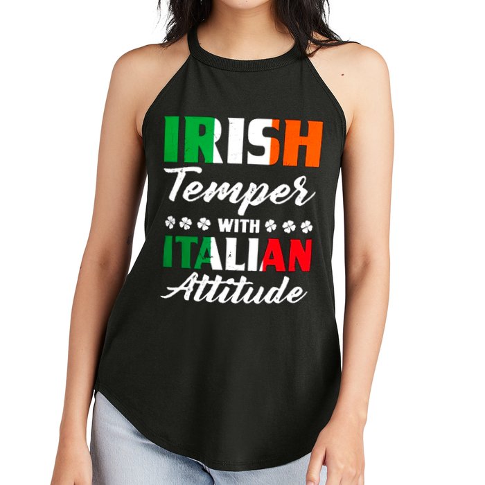 Irish Temper With Italian Attitude St Patrick Women's Perfect Tri Rocker Tank