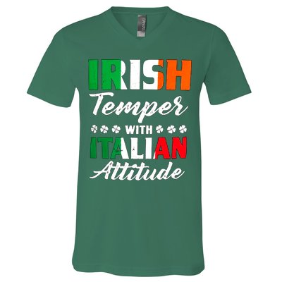Irish Temper With Italian Attitude St Patrick V-Neck T-Shirt