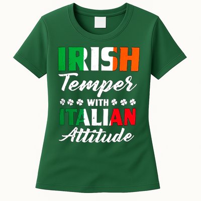 Irish Temper With Italian Attitude St Patrick Womens T-Shirt