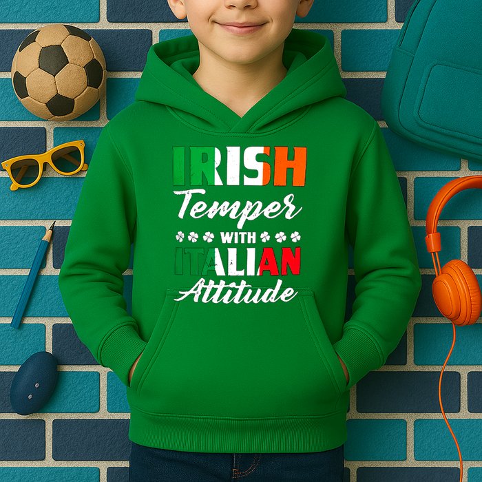 Irish Temper With Italian Attitude St Patrick Kids Hoodie