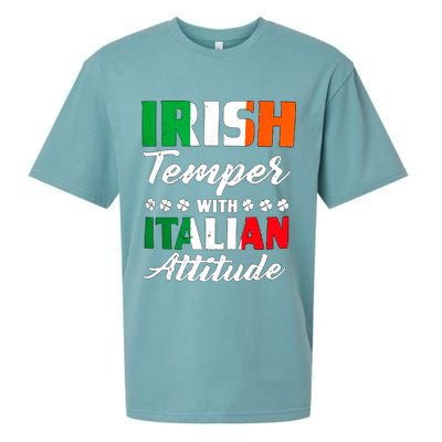 Irish Temper With Italian Attitude St Patrick Sueded Cloud Jersey T-Shirt