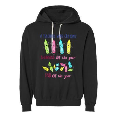 If Teachers Were Crayons Beginning Of The Year End The Year Garment-Dyed Fleece Hoodie