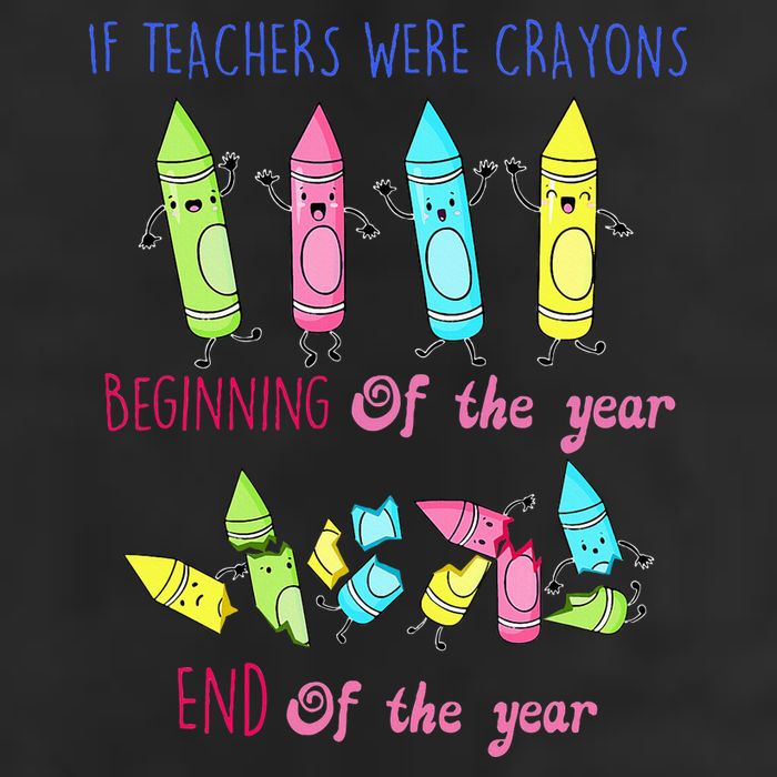 If Teachers Were Crayons Beginning Of The Year End The Year 7 Panel Mesh Trucker Snapback Hat