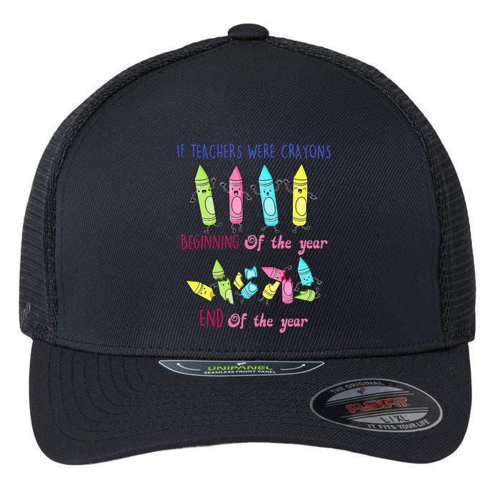 If Teachers Were Crayons Beginning Of The Year End The Year Flexfit Unipanel Trucker Cap