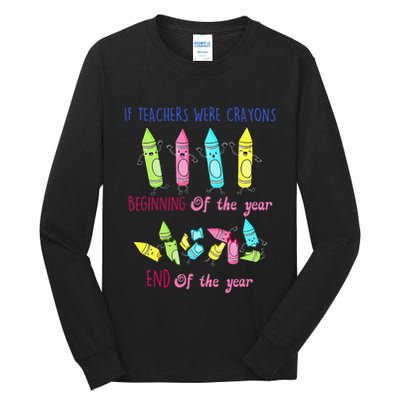 If Teachers Were Crayons Beginning Of The Year End The Year Tall Long Sleeve T-Shirt