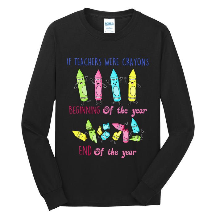 If Teachers Were Crayons Beginning Of The Year End The Year Tall Long Sleeve T-Shirt