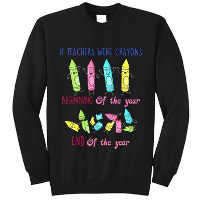 If Teachers Were Crayons Beginning Of The Year End The Year Tall Sweatshirt