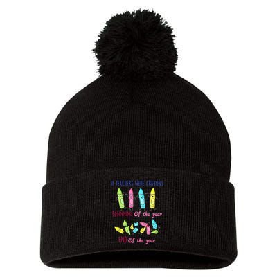 If Teachers Were Crayons Beginning Of The Year End The Year Pom Pom 12in Knit Beanie