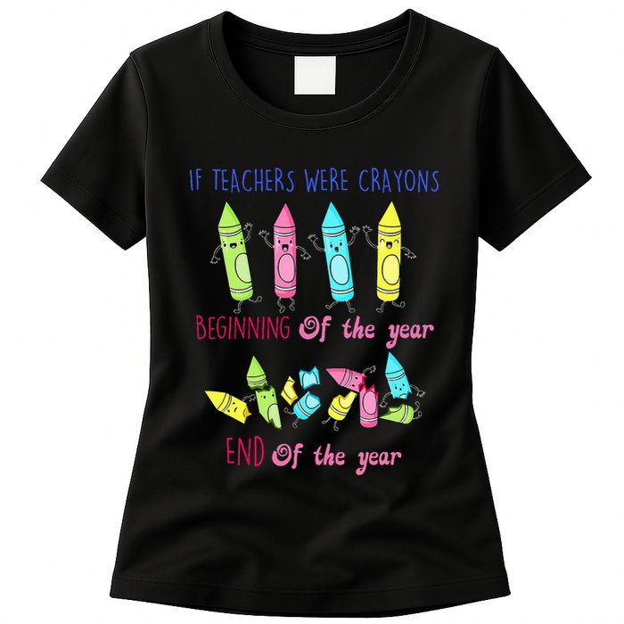 If Teachers Were Crayons Beginning Of The Year End The Year Womens T-Shirt