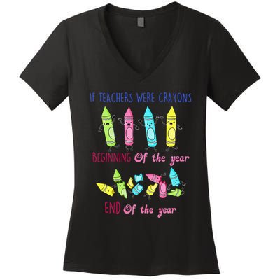 If Teachers Were Crayons Beginning Of The Year End The Year Women's V-Neck T-Shirt