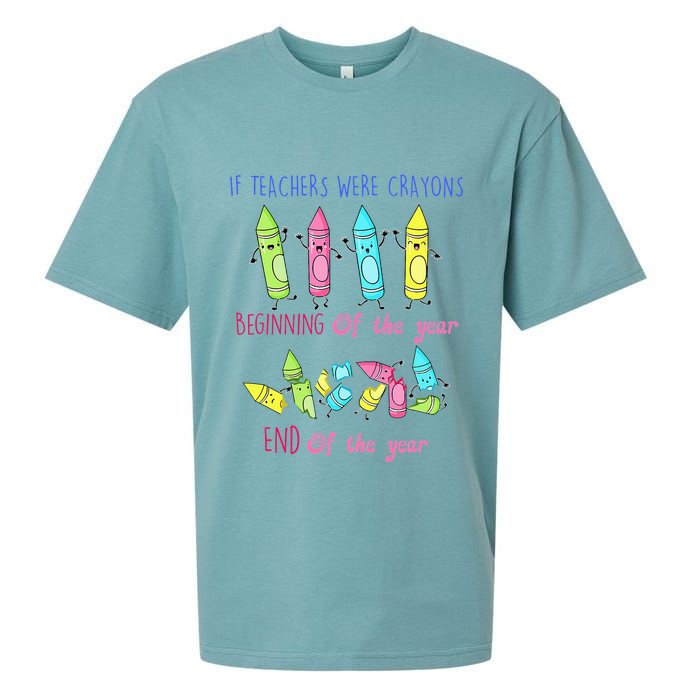 If Teachers Were Crayons Beginning Of The Year End The Year Sueded Cloud Jersey T-Shirt