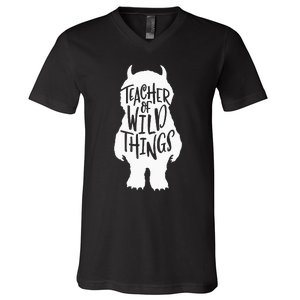 I Teach Wild Thing Teacher V-Neck T-Shirt