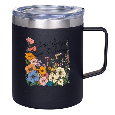 In The Waiting God Is Working Floral Wildflower Jesus 12oz Stainless Steel Coffee Mug