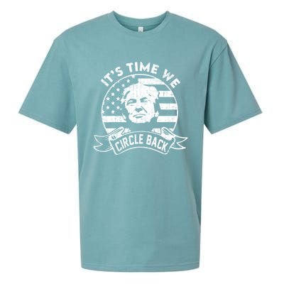 Its Time We Circle Back Trump Usa Flag Retro 4th Of July Gift Sueded Cloud Jersey T-Shirt