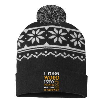 I Turn Wood Into Things USA-Made Snowflake Beanie