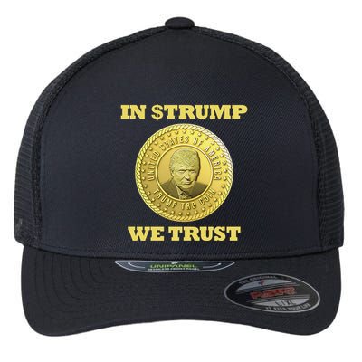 In $Trump We Trust Meme Coin Flexfit Unipanel Trucker Cap